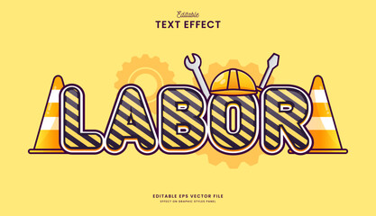 decorative editable cute labor text effect vector design
