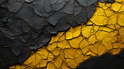Contrasting Black and Yellow Cracked Texture