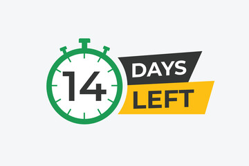 14 days to go countdown template. 14 day Countdown left days banner design. 14 Days left countdown timer
