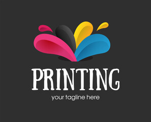 Digital print logo design template. Typography modern sign. Polygraphy and print factory. Express press and photocopy studio.