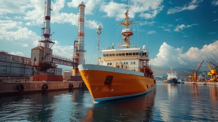 Fototapeta premium Majestic Vessel Gliding on Crystal Waters. Generative AI