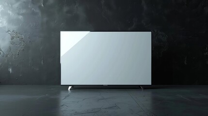 blank canvas modern stylish white lcd tv screen mockup on black background 3d illustration - obrazy, fototapety, plakaty