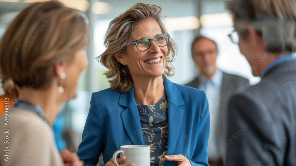 Poster Smiling Professional at Networking Event