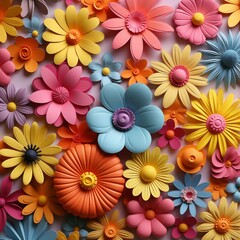 A Vibrant Collection of Handmade 3D Paper Flowers in Assorted Colors