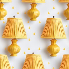 small yellow lamps on white background --tile --stylize 250 Job ID: cd848034-972e-4f03-939a-3c7f6ea36002