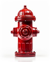 A bright red fire hydrant isolated on a white background.
