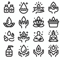 outline wellness icon set silhouette vector illustration white background