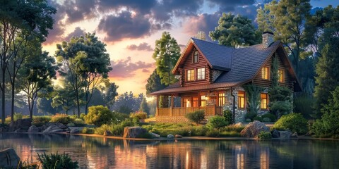 Obraz premium Exterior of the house. Facade and surrounding area