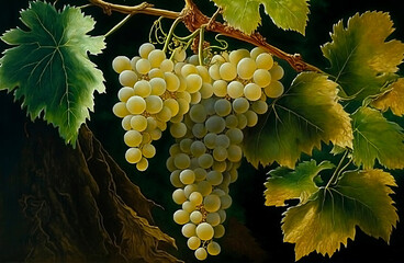 Obraz premium beautiful branches of ripe grapes. Generative AI,