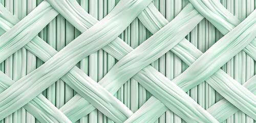 Calming wicker mat design in seafoam green and white.