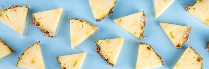 Flat lay sliced pineapple