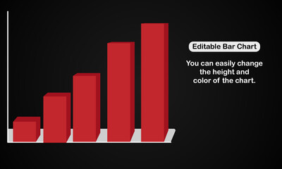 Editable bar chart vector design, changeable eps effect, statistics and presentation concept