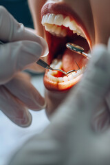 A dentist is cleaning a patient's teeth