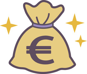 お金が入った袋　ユーロ　€　ヨーロッパ