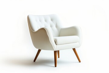 Naklejka premium Sleek and contemporary white accent chair with minimalist design, isolated on white