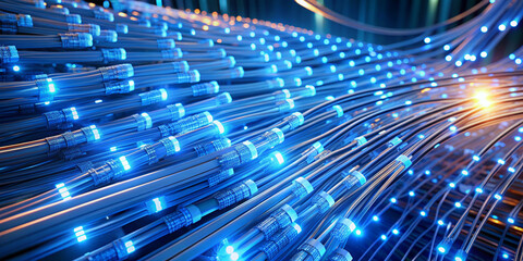 Glowing data cables transferring information background