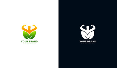 Natural fitness logo. Fitness icon, healthy, natural leaf. Vector illustration design
