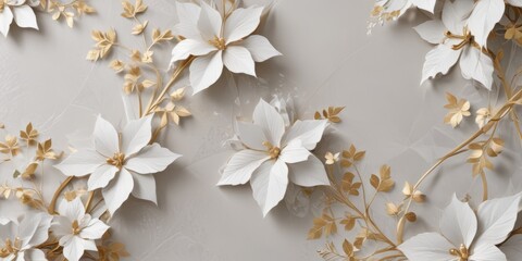 White and gold flowers background