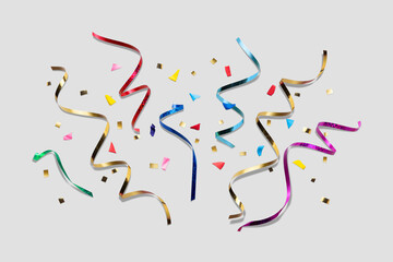 Creative composition made with party streamers on bright background. Minimal celebration party...