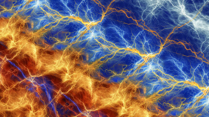 Abstrack background lightning runs on blue and yellow background, thunder style and marble thunder pattern