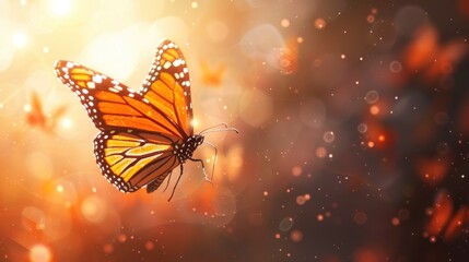 An image of a lone monarch butterfly, surrounded by nature