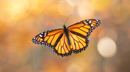 Macro image Monarch butterfly, lone, nature background