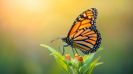 Fototapeta na wymiar An image of a lone monarch butterfly, surrounded by nature