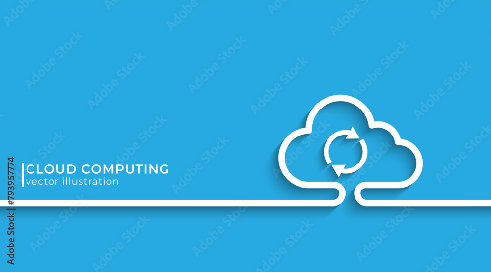 Aufkleber Cloud computing and network line icon with silhouette. Internet data storage sign. Line vector illustration modern design for template design, business infographic, web, brochure and banner.