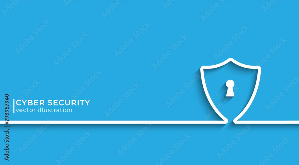 Aufkleber cyber security line icon with silhouette. secure service, protect data, internet safety. line vector