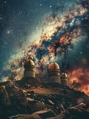 AI-powered telescopes scanning the cosmos, contributing to astronomical discoveries and research