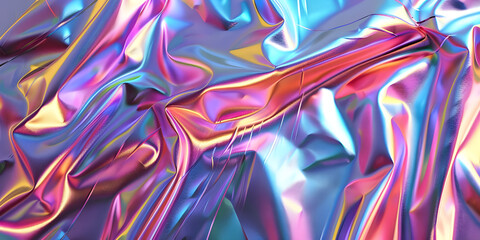 Holographic Foil Abstract Background, Futuristic Holographic Foil Design Template - Ai Generated