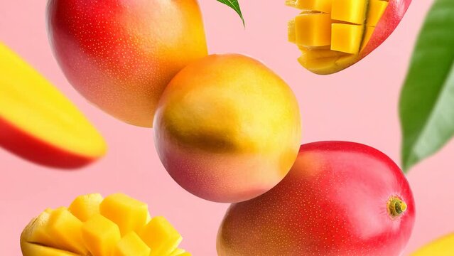 mangos on pink background