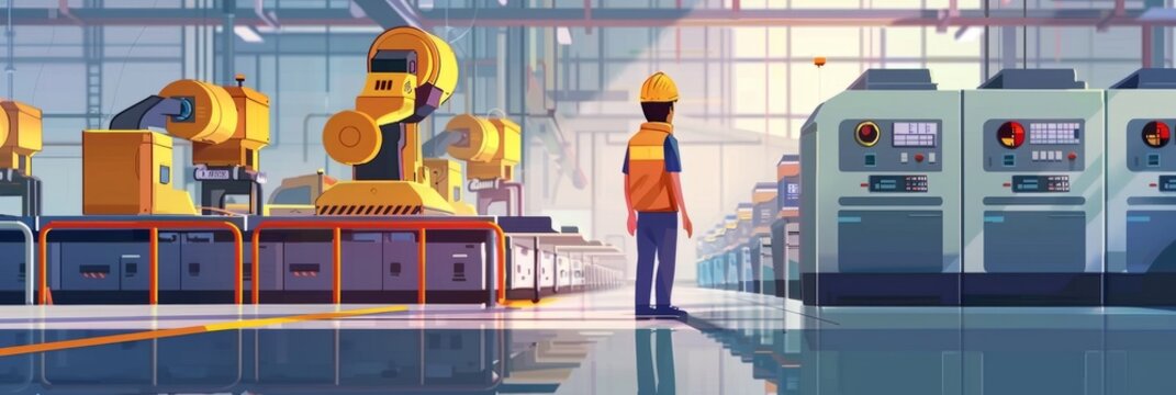 Smart factory worker or engineer do machine job in a manufacturing workshop. Industry and engineering concept. worker's day. labor day