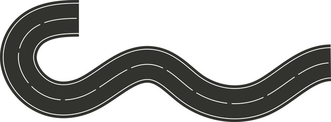 Highway asphalt road curve white markings. Design element © Iyrin