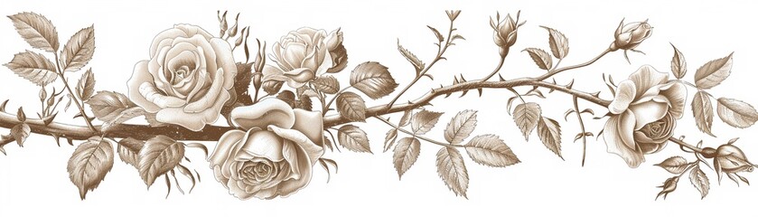 Elegant Persian sketch roses in full bloom during spring a moment captured in celebration of New Years Day - obrazy, fototapety, plakaty