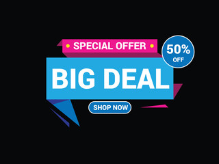 Big Deal Banner Template Design. Sale and Discount. Sale Banner, Vector Illustration.