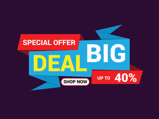 Big Deal Banner Template Design. Sale and Discount. Sale Banner, Vector Illustration.