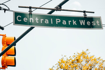 Central park sign on the side of the street in Manhattan - New York City.