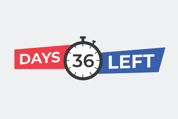 36 days to go countdown template. 36 day Countdown left days banner design. 36 Days left countdown timer
 - obrazy, fototapety, plakaty