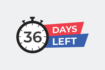 36 days to go countdown template. 36 day Countdown left days banner design. 36 Days left countdown timer
 - obrazy, fototapety, plakaty