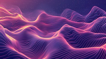 Obraz premium Abstract digital art of flowing lines with red and blue gradients, Vibrant Abstract Wavy Mesh Background