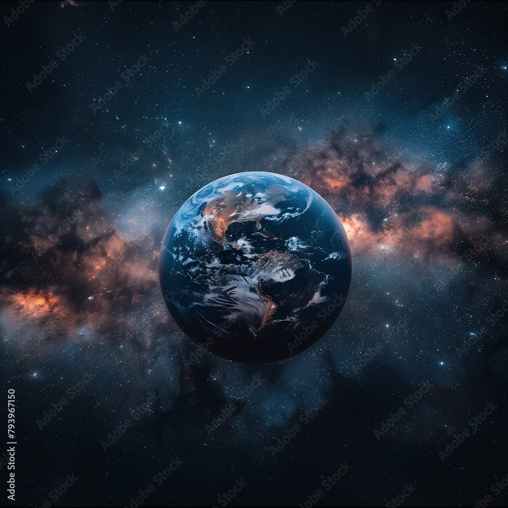 Sticker the earth in space,created with generative ai tecnology.