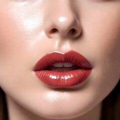 Fototapeta premium woman applying gloss to lips