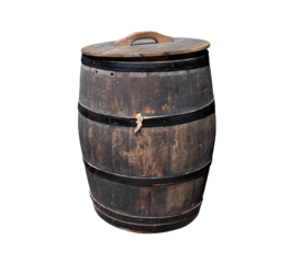 Ship’s oak barrel isolated on the transparent background