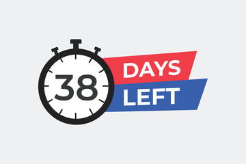 38 days to go countdown template. 38 day Countdown left days banner design. 38 Days left countdown timer
 - obrazy, fototapety, plakaty