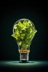 Light bulb with growing plant inside