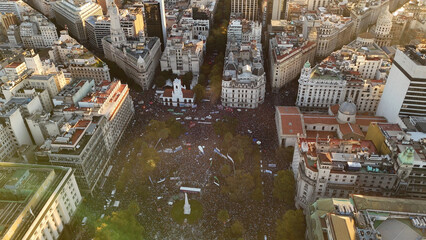 Massive crawd for Public University in Argentina against President Milei, 2024 April 23th, Plaza de...