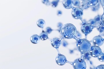 abstract blue molecule structure on white background scientific and technological concept 3d rendering