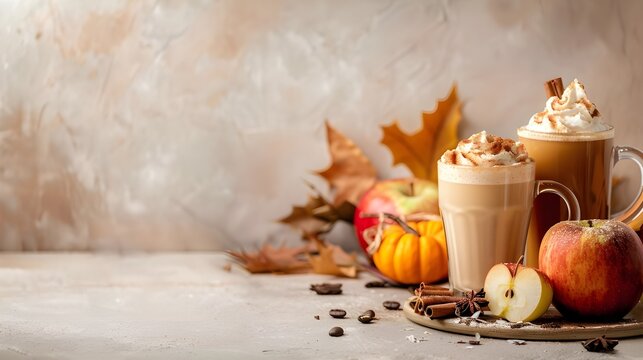 Pumpkin spice coffee drinks, freppe iced tea whipped cream