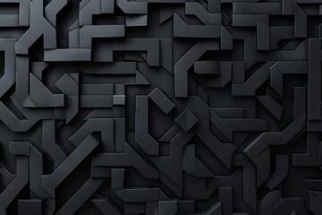 abstract folded black paper maze stylish 3d background rendering